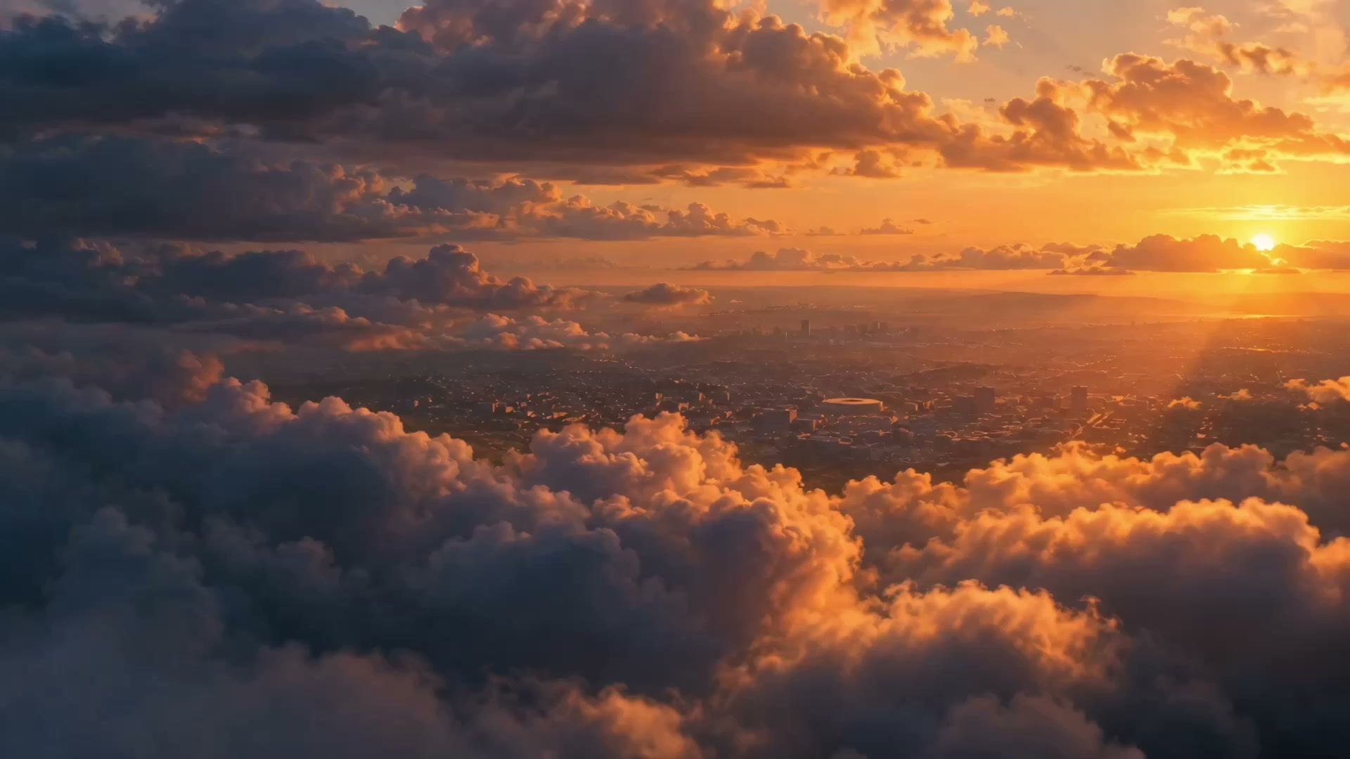 Golden clouds above Inglewood at sunset